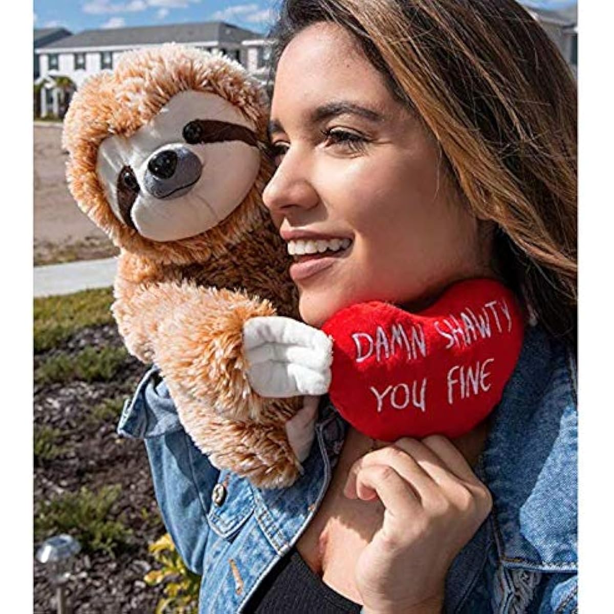 Lightweight Fall Valentine's Day Plush Toy - Girlfriend Gift - Sloth Bear for Her - Cute Funny Vday Gift for Boyfriend