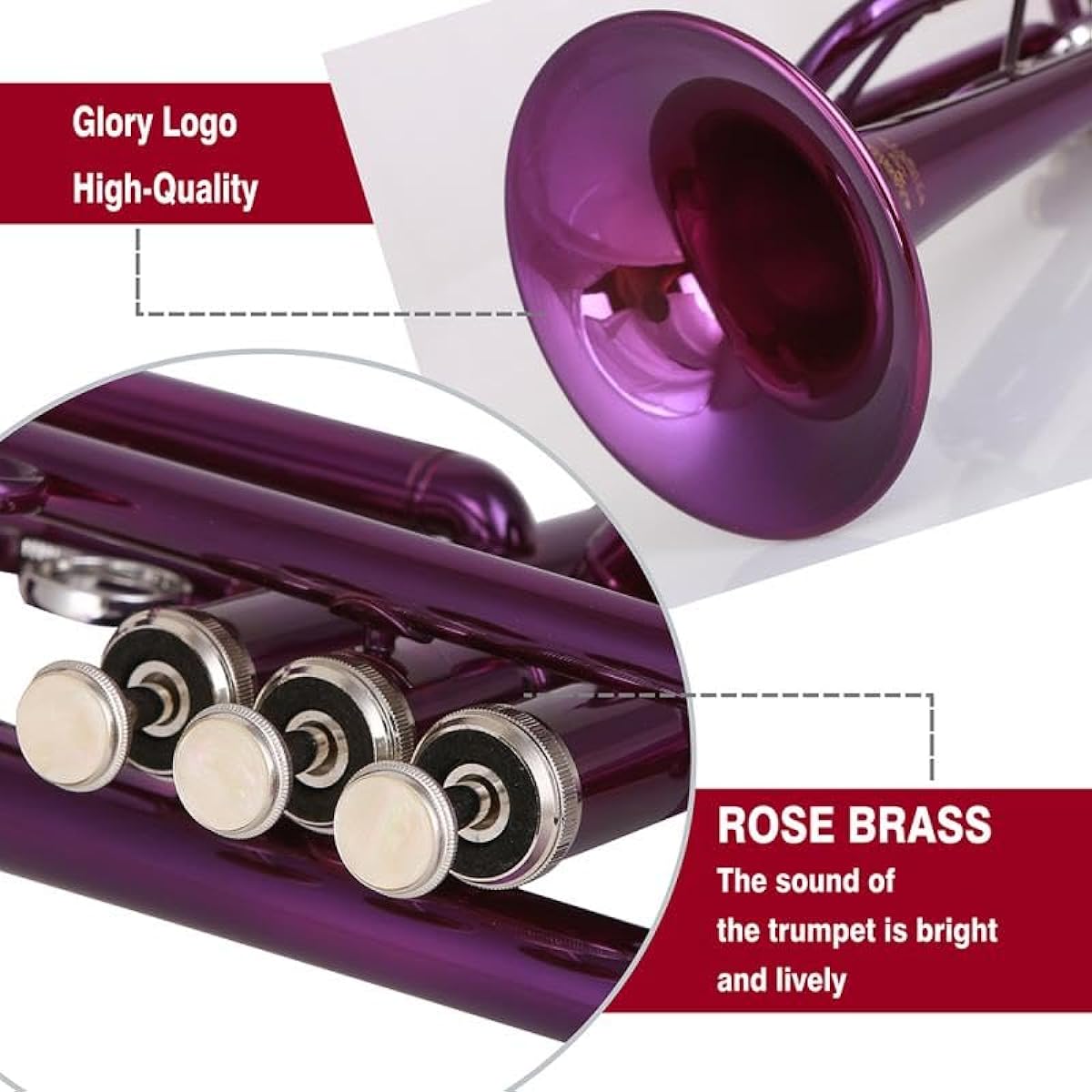 Glory Bb Trumpet - Beginner or Advanced Trumpet with Case, 1 Pair of Gloves, Green