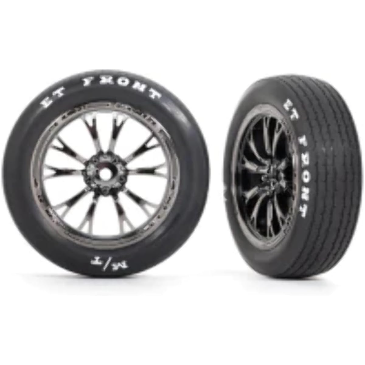 Traxxas 9474X Tires & Wheels Assembled Glued (Welded Black Chrome Wheels, Tires, Foam Inserts) (Front) (2)