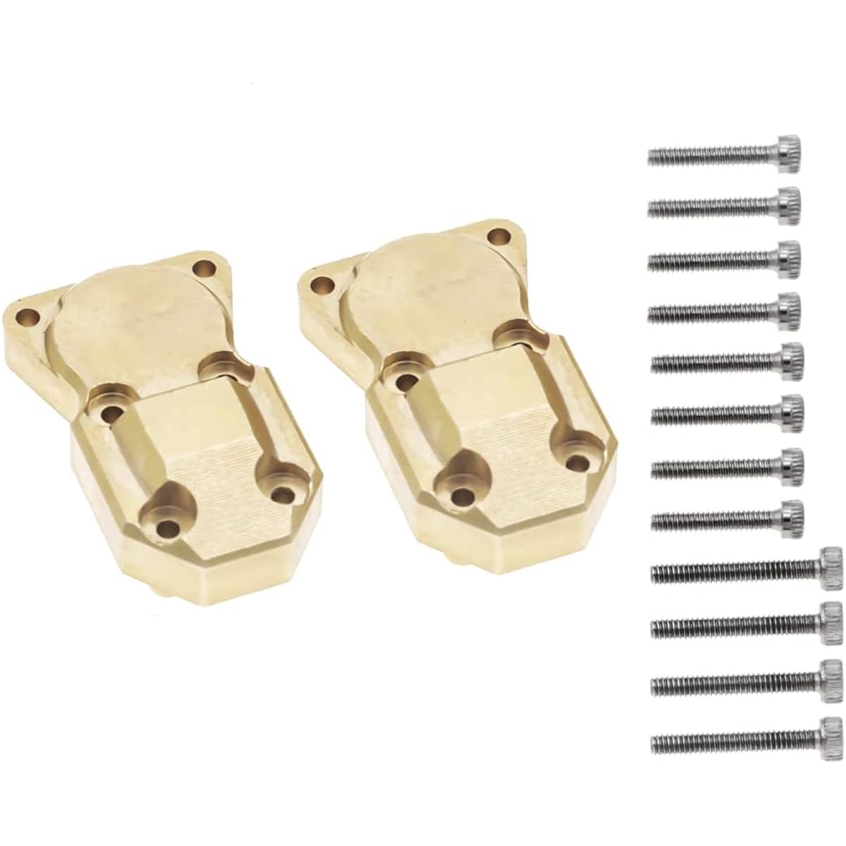 2 Pieces Front & Rear Brass Diff Cover & Brass Steering Knuckle for 1/24 Axial SCX24 AXI90081 AXI00001 AXI0002 AXI00004 RC Crawler Car
