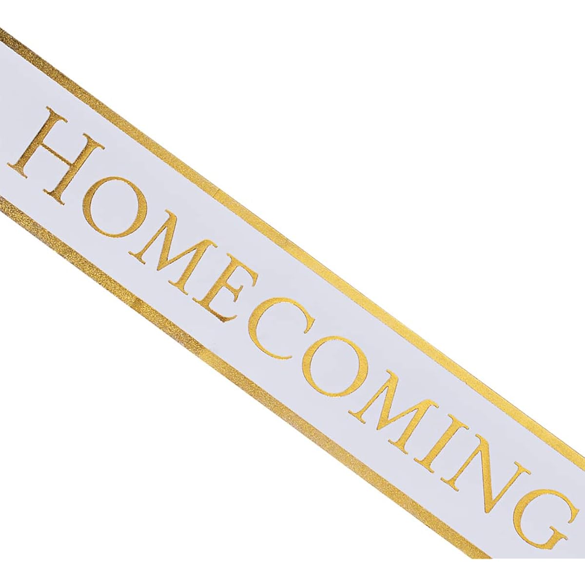 Anderson's White/Gold Homecoming King/Queen Coronation Set Foil Edge Sash Crown Tiara Rosette Pin
