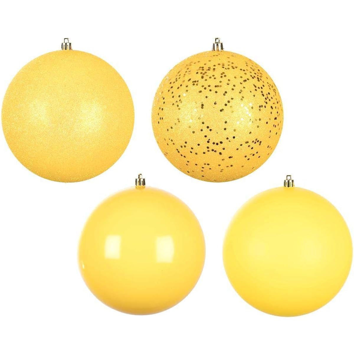 Vickerman 623961-2.4" Yellow 4 Assorted Finish Ball Christmas Tree Ornaments (24 Pack) (N590678)