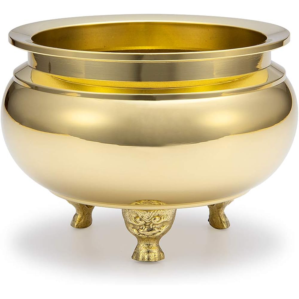 Buddhist altar shop Takita Shoten Buddhist altar accessories Incense burner Desktop incense burner Polished 3.5 dimensions Body diameter 10.3cm x Height 6.5cm Front incense burner for Buddhist altar Brass Incense stick holder Certificate included