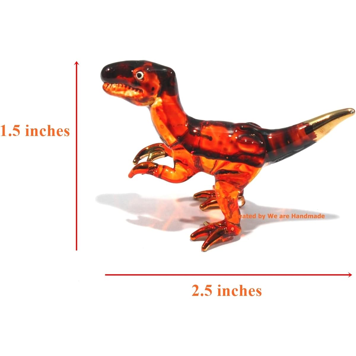Handmade Set of 4 Mini 2.5" Dinosaur Blown Glass Art Wildlife Collectibles Figurines Ornaments Teacher Gift Ideas Anniversary Birthday Home