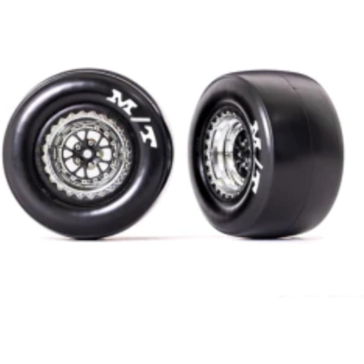 Traxxas Tire and Wheel Weld Chrome and Black Mickey Thompson Drag Slick Adhesive Compound (2) 9476R