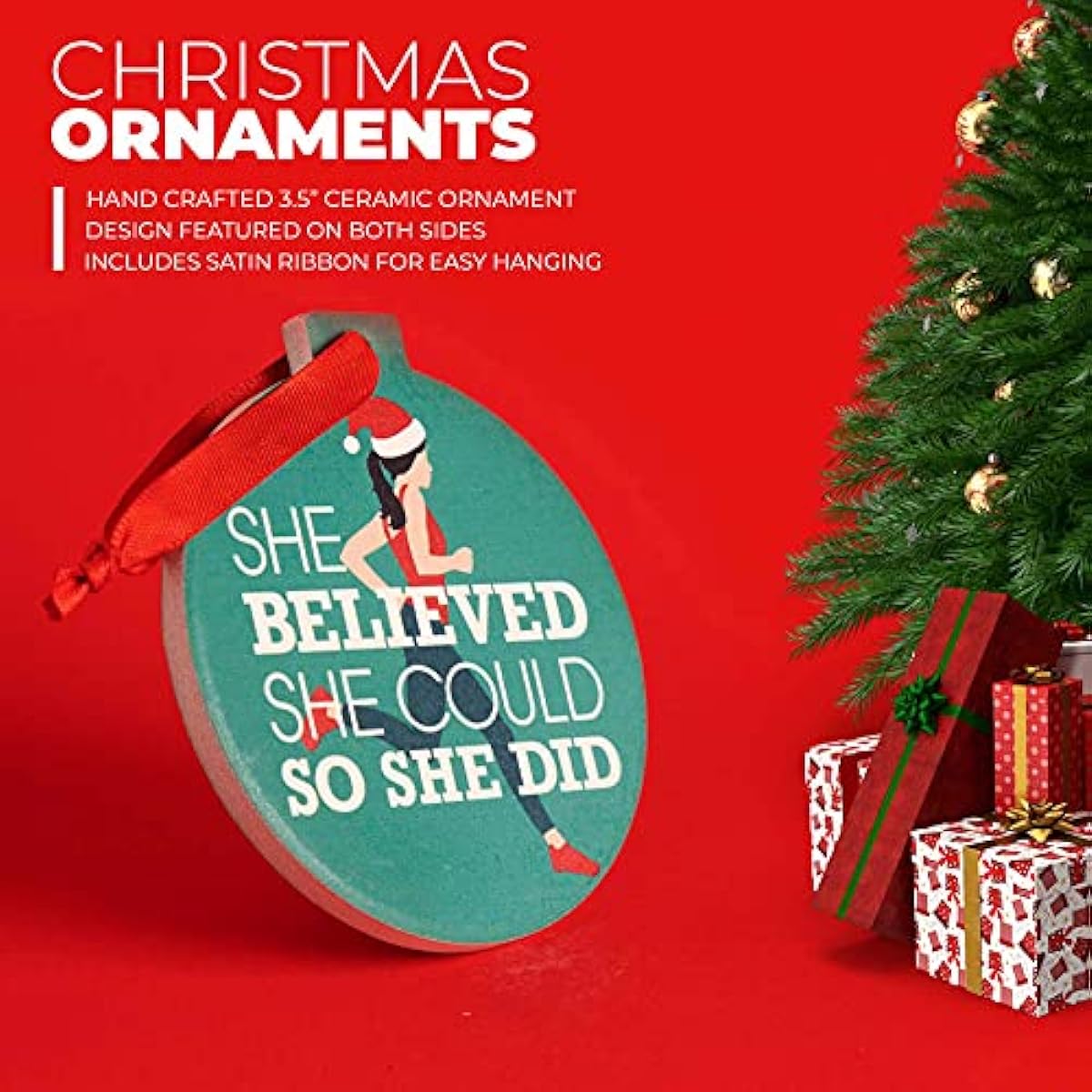 Running Ceramic Ornament | She Believed She Could So She Did Ornament