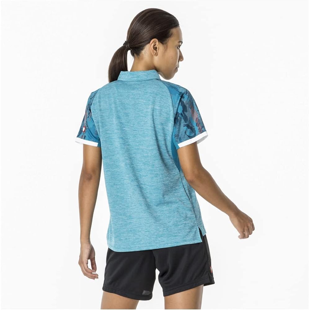Mizuno 82JAA210 Women's Table Tennis Wear, Game Shirt, Short Sleeve, Polo Collar, Sweat Absorbent, Quick Drying, JTTA Official Approved