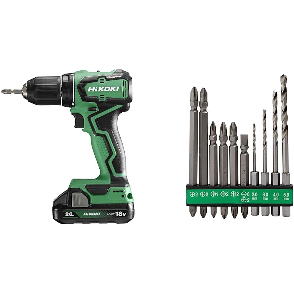 HiKOKI 18V Rechargeable Driver Drill First Repair Warranty Includes 2 18V2.0Ah Storage Batteries, Charger, and Case DS18DD(2BG)