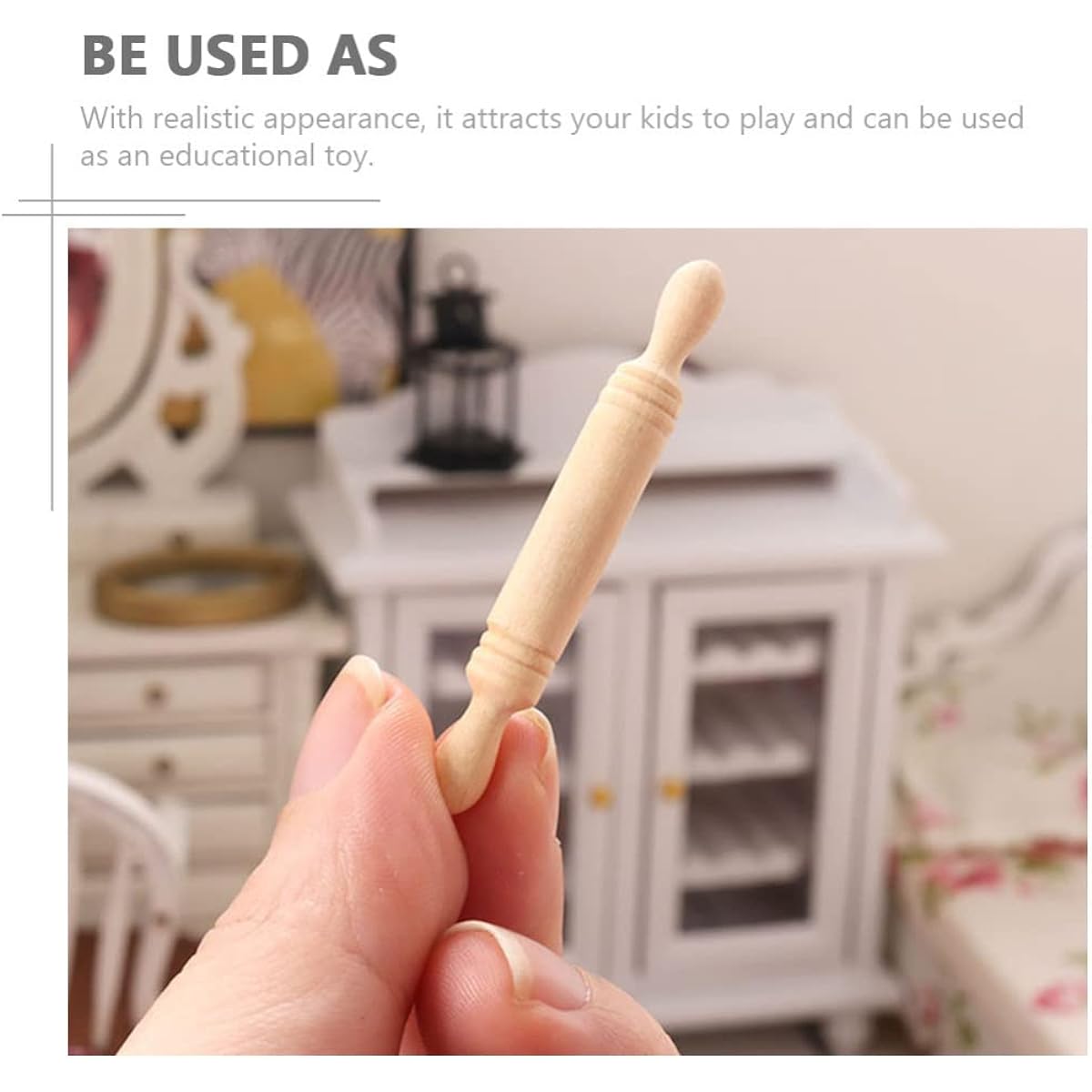 Toyvian Wooden Mini Rolling Pin Small Dough Roller Miniature Pastry Roller Children's Rolling Pin Model for Dollhouse Kitchen Heat Resistant Supplies 30 Pieces