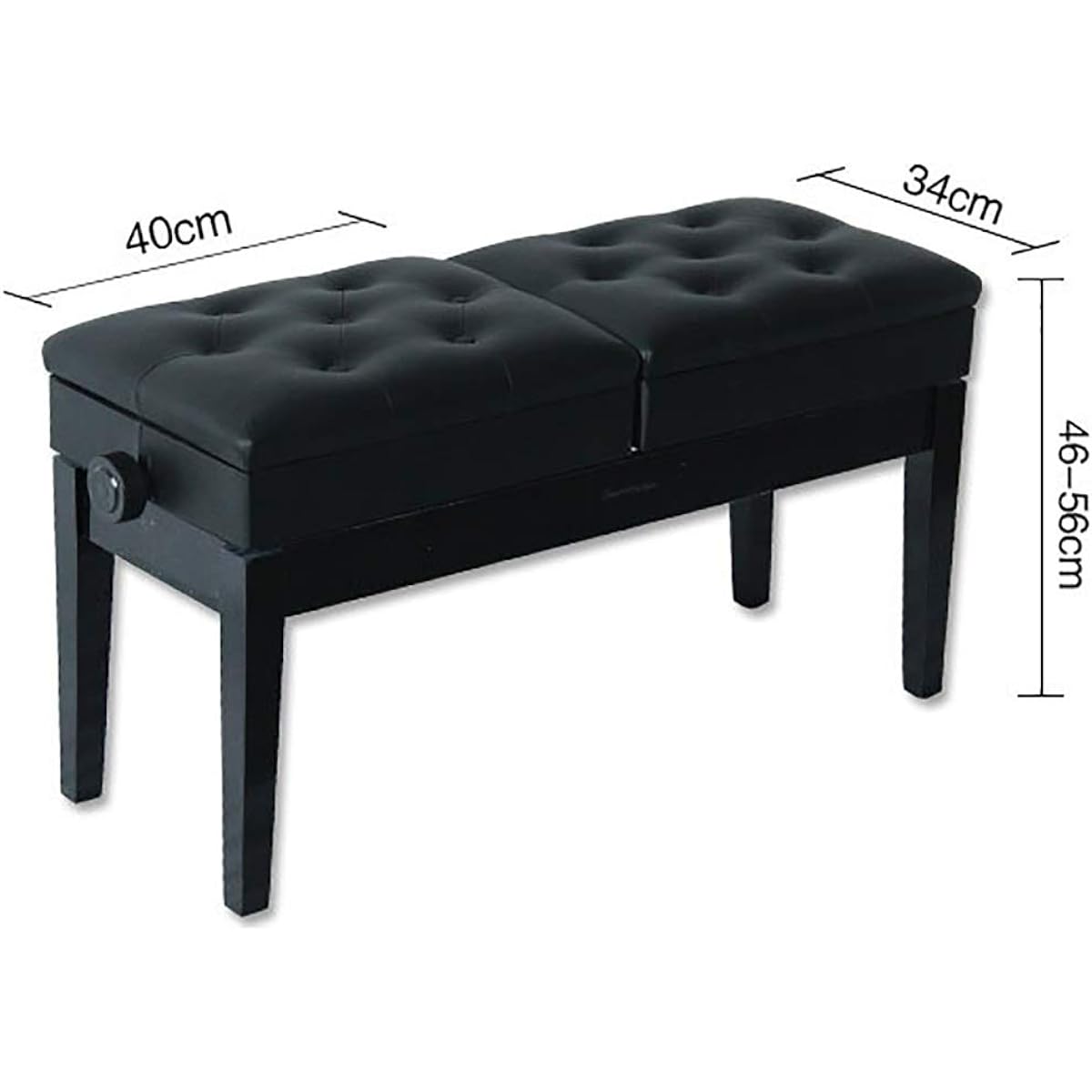 Piano Bench Double Solid Wood Professor Piano Stool Lifting Piano Stool Environmental High Piano Stool Piano Chair (Color: Black2, Size: 90x34x46cm)