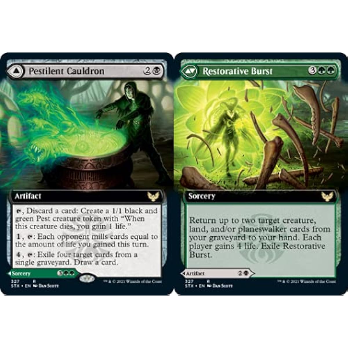 Magic: The Gathering - Pestilent Cauldron // Restorative Burst - Foil - Extended Art - Strixhaven: School of Mages
