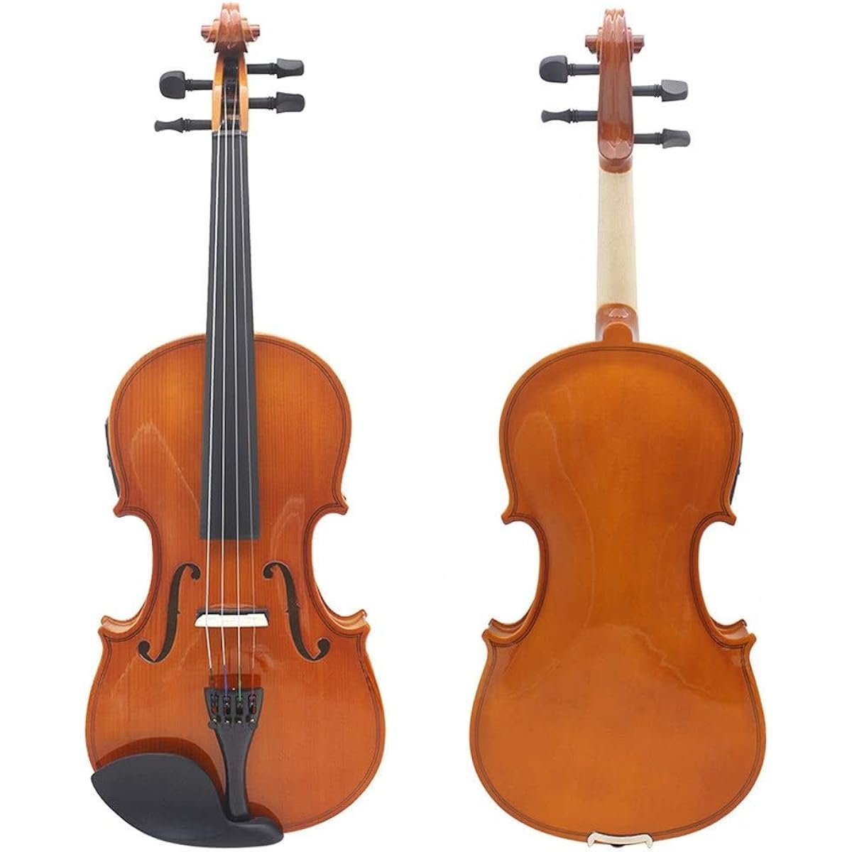 Violin 4/4 Full Size Natural Acoustic EQ Violin Fiddle Solid Wood Spruce Faceboard 6.35mm 1/4" with Connector Wire Shoulder