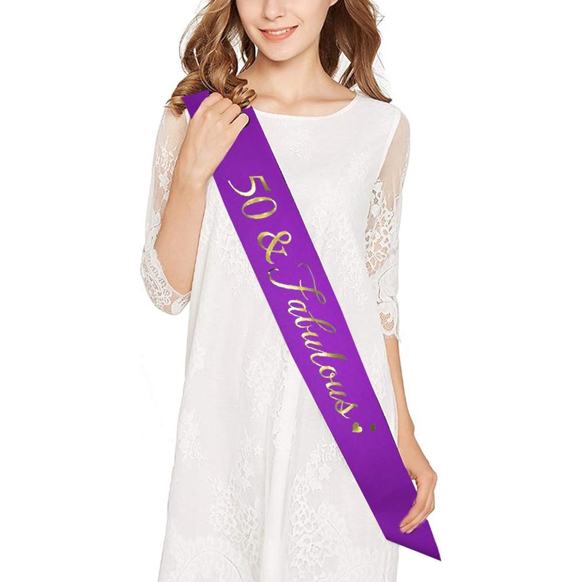 50th Birthday Purple Tiara and Sash Purple Glitter Sash Crystal Rhinestone Tiara Crown 50th Birthday Party Supplies Favors Cake Topper