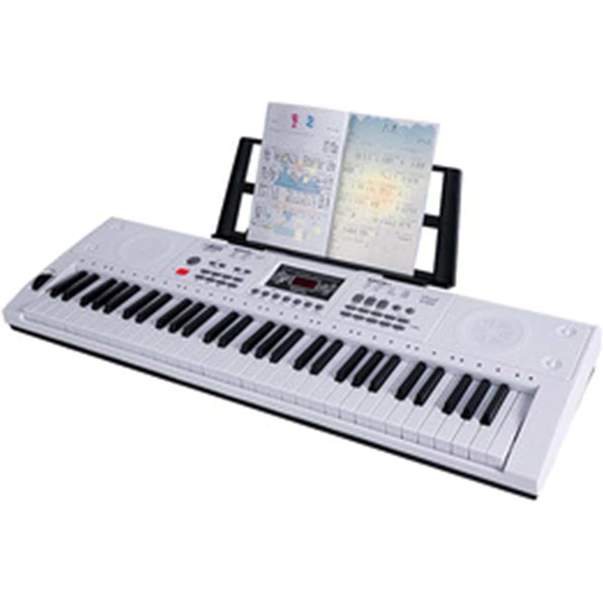 Electronic Piano 61 Key Digital Piano Keyboard Bench Keyboard Key Music Keyboard (Color: White_84.5X26.5X8.5CM)