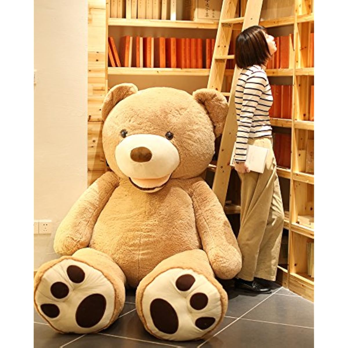 MIXUS Large stuffed bear/bear plush/large stuffed toy/teddy bear/bear plush/huge stuffed toy pillow/extra large stuffed toy/large teddy bear/gift/celebration/store decoration (light brown, 160cm)
