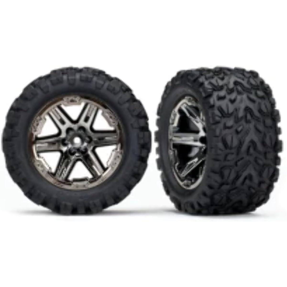 Traxxas 6774X 2.8 Black Chrome RXT Wheels Talon Extreme Tires (2WD Rear)