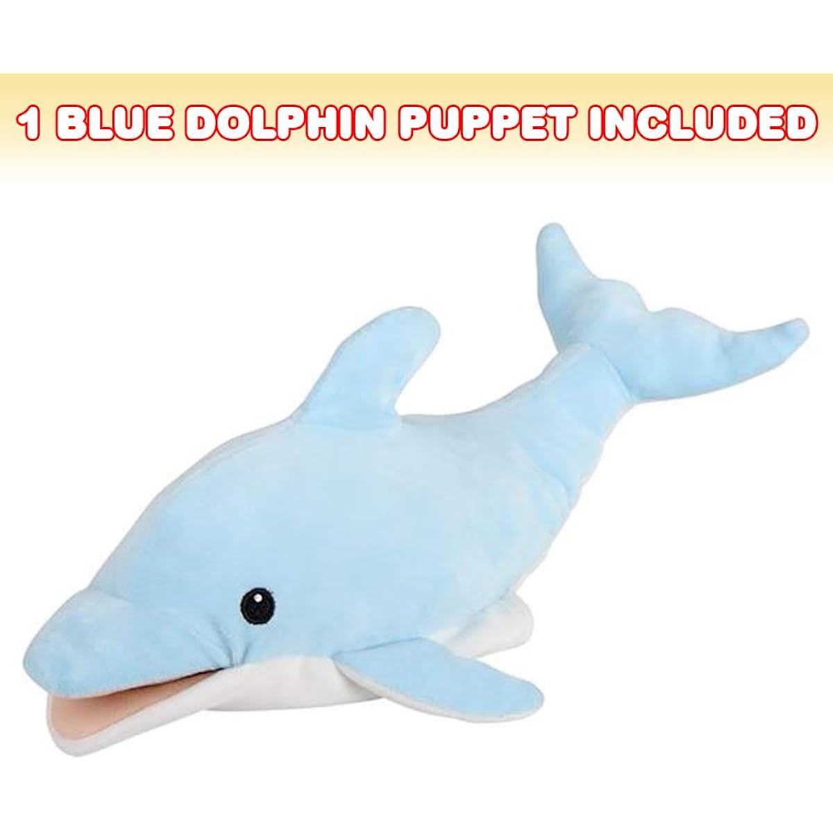 ArtCreativity Blue Dolphin Hand Puppets, Soft Plush Stuffed Animals for Kids, Cute Dolphin Toys for Boys and Girls, Aquatic Theme Party Decorations, Birthday Gifts
