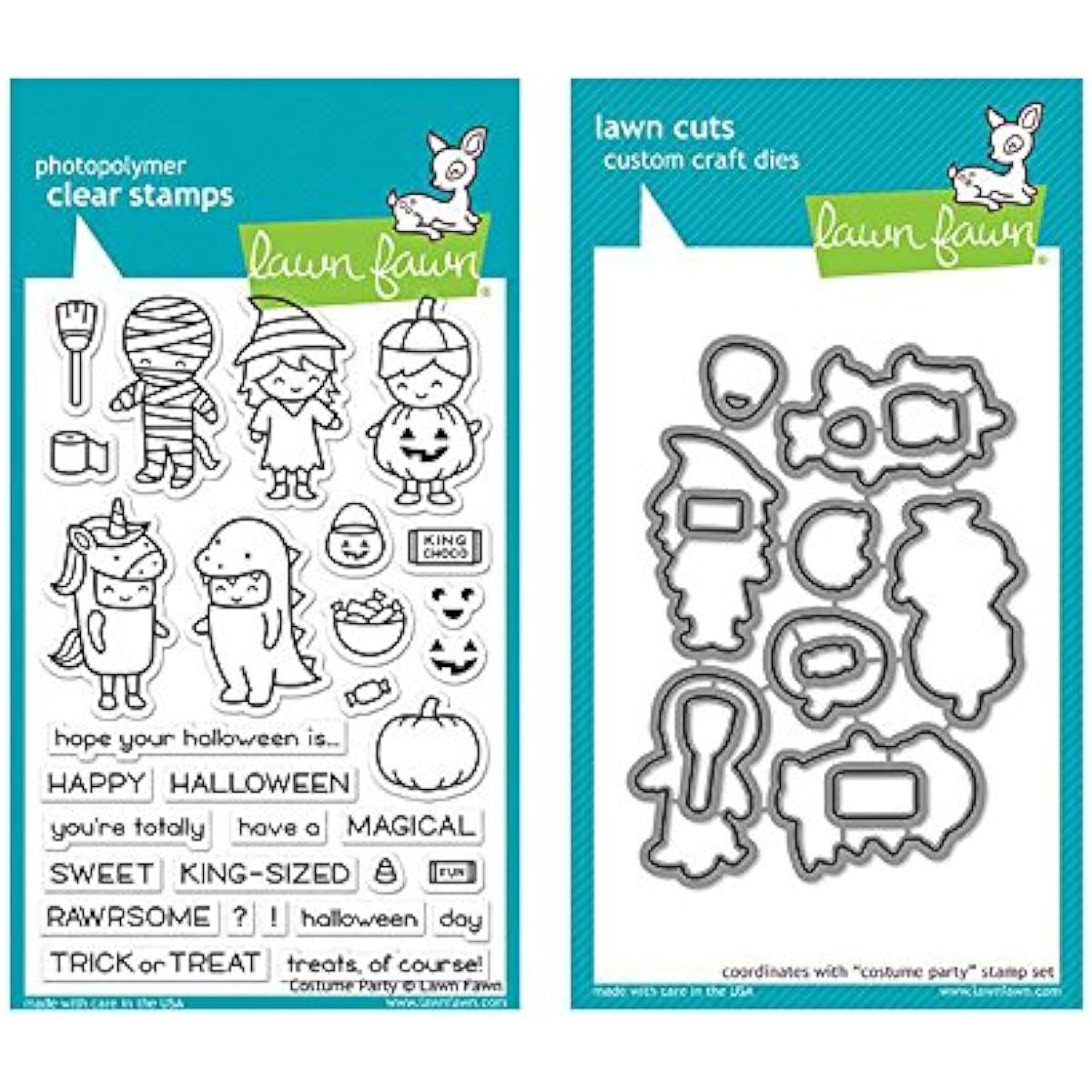 Lawn Fawn Clear Stamp and Die Set - Costume Party - 2 Item Bundle