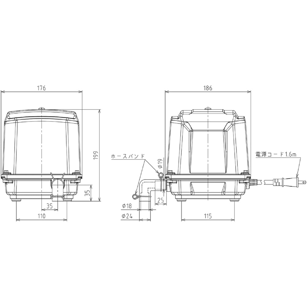TAIKO KIKAI INDUSTRIES TAIKO Septic tank air pump blower 120L/min TIP-120 Former company name TAIKO KIKAI INDUSTRIES SECOH EL-120W JDK-120 successor model