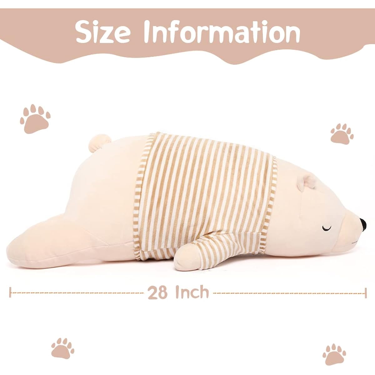 Tezituor Large Polar Bear Stuffed Animal, 28 Inch, Cute Polar Bear Plush Toy, Soft Stuffed Bear, Cuddly Pillow, White