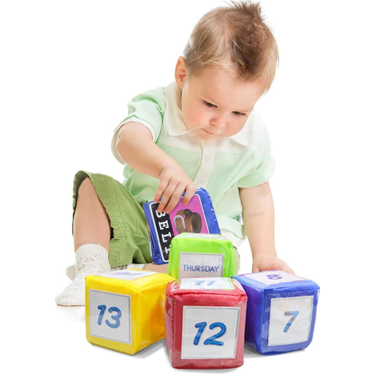 Eamay Play Game Dice Soft Foam Cubes Set of 4 Learning Pocket Cubes for Ages 5 Months and Up