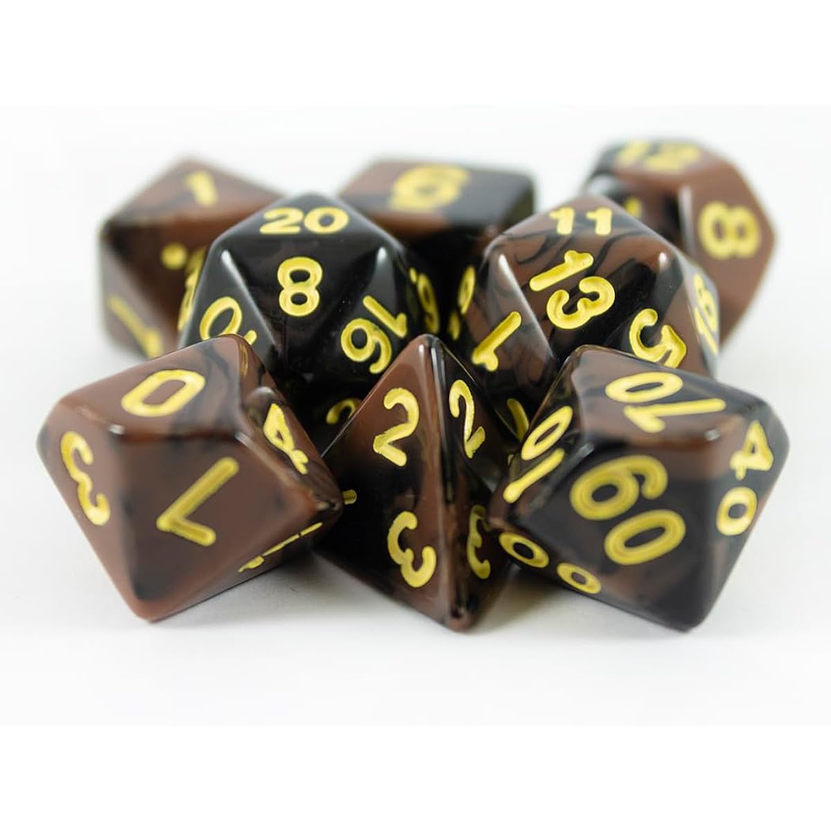 Paladin Roleplaying Black and Brown Dice - RPG DND Set - "Werewolf"