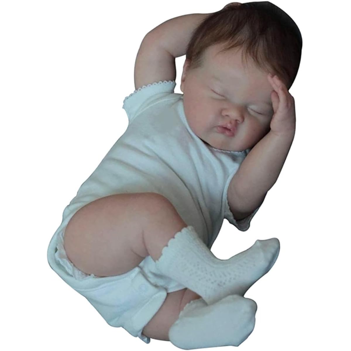 LONIAN 49CM Newborn Baby Doll Reborn Hand Painted Skin Visible Veins Multiple Layers Collectible Art Doll