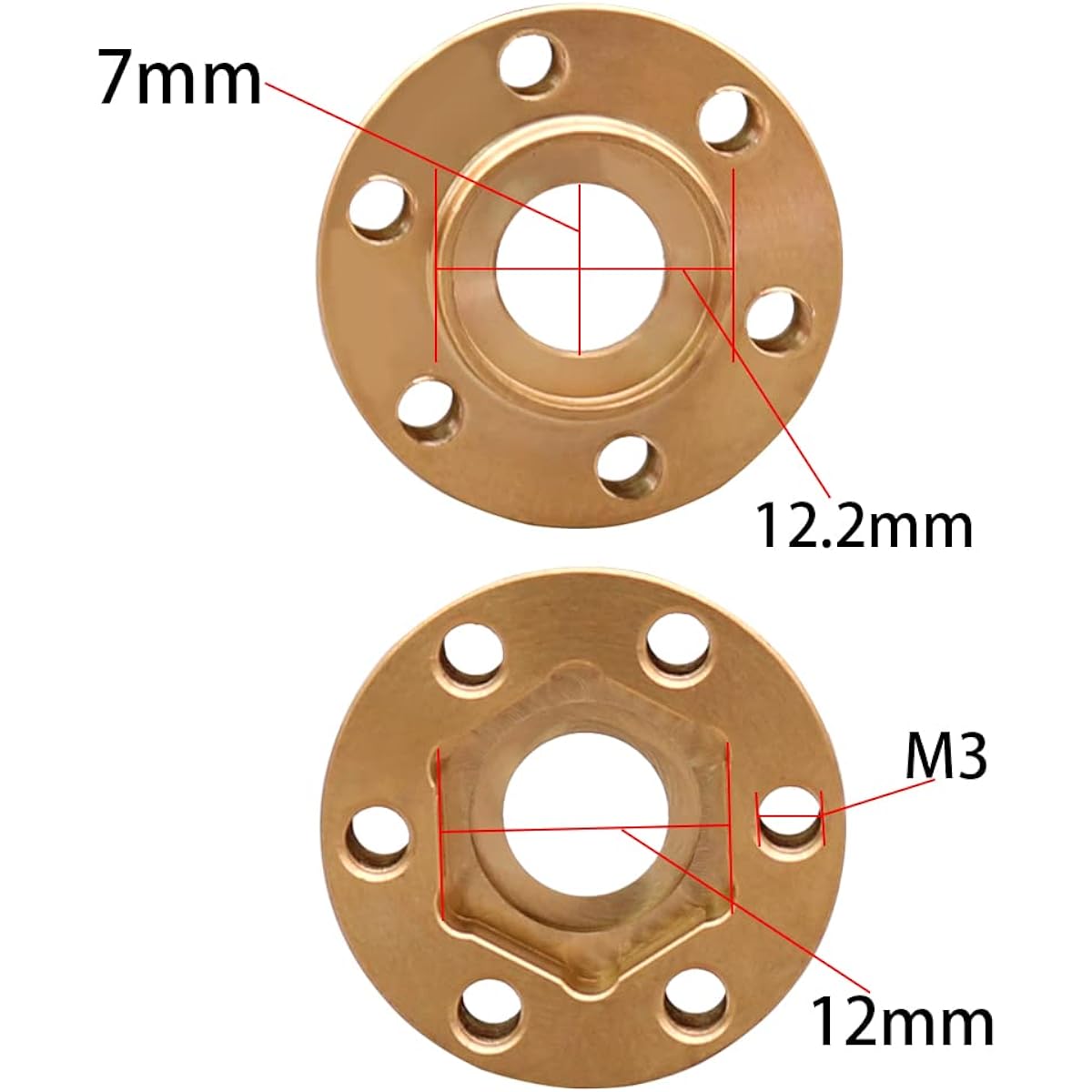 Brass Weight 12mm Wheel Hex Hub Adapter 1.9 2.2 Beadlock Wheel Rim Adapter for 1/10 RC Crawler Axial SCX10 TRX4 Pack of 4 (22mm)