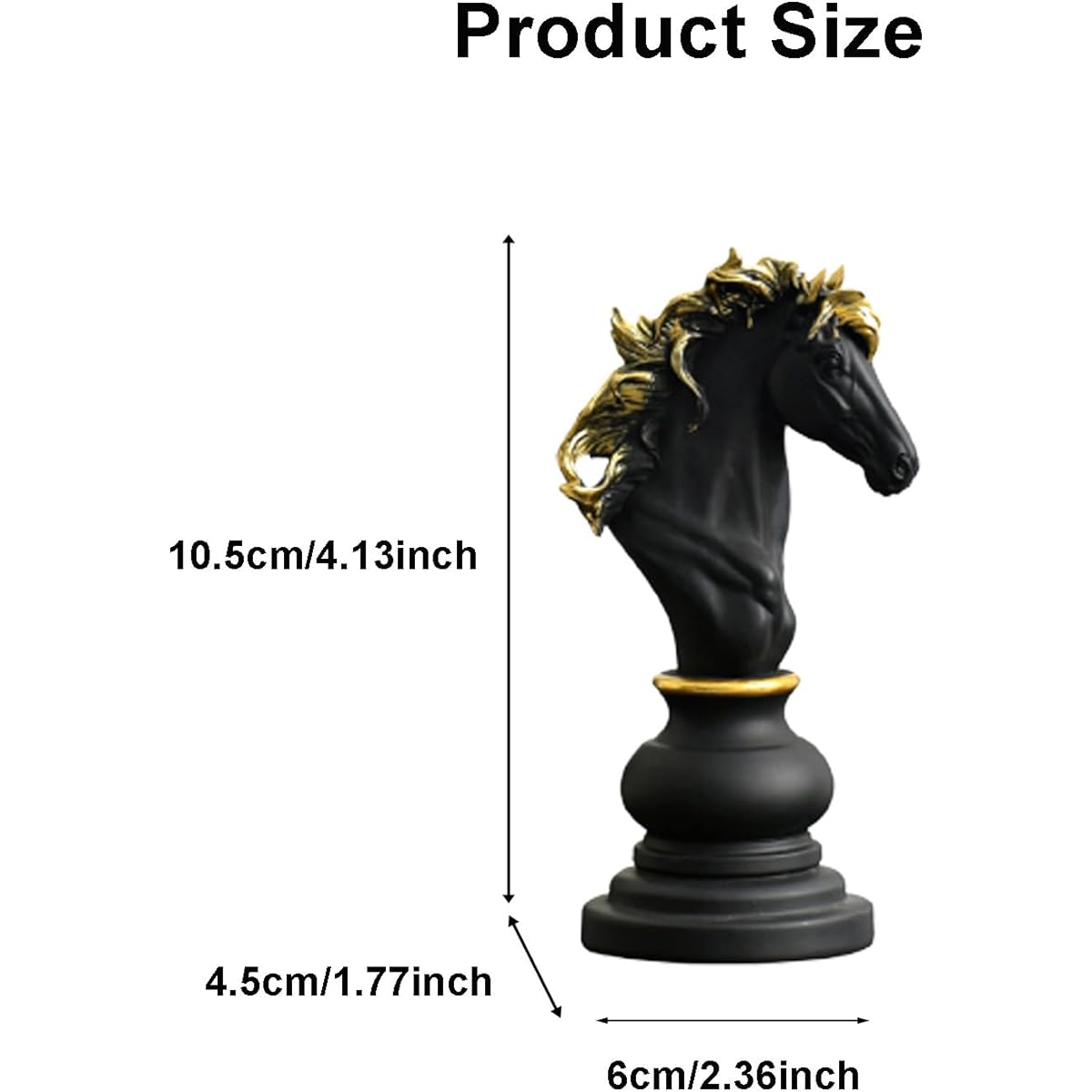 Ragyzity Chess King Queen Knight Statue Sculpture Ornament Game Figure Decorative Ornament Collectible Figure Craft Furniture Home House Decoration for Office Desk (Knight, Black)