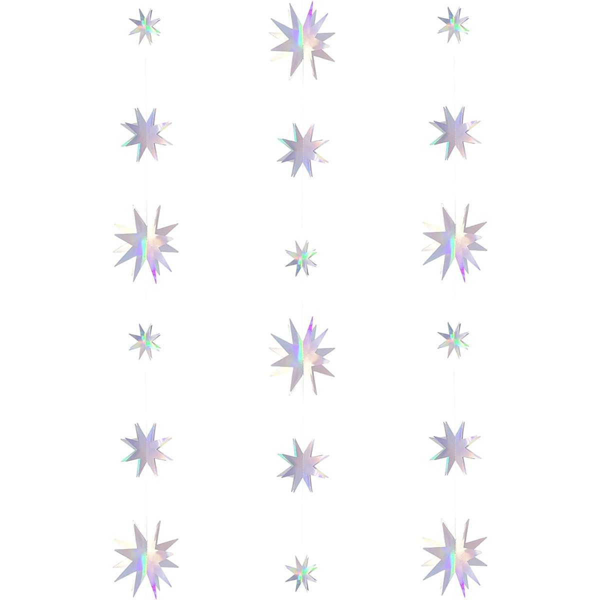 UNIIDECO 3D Star Disco Iridescent Silver Party Decoration Garland Groovy Dance Euphoria Prom Party Twinkle Star Decoration Rainbow Ceiling Hanging Bachelorette Graduation Supplies
