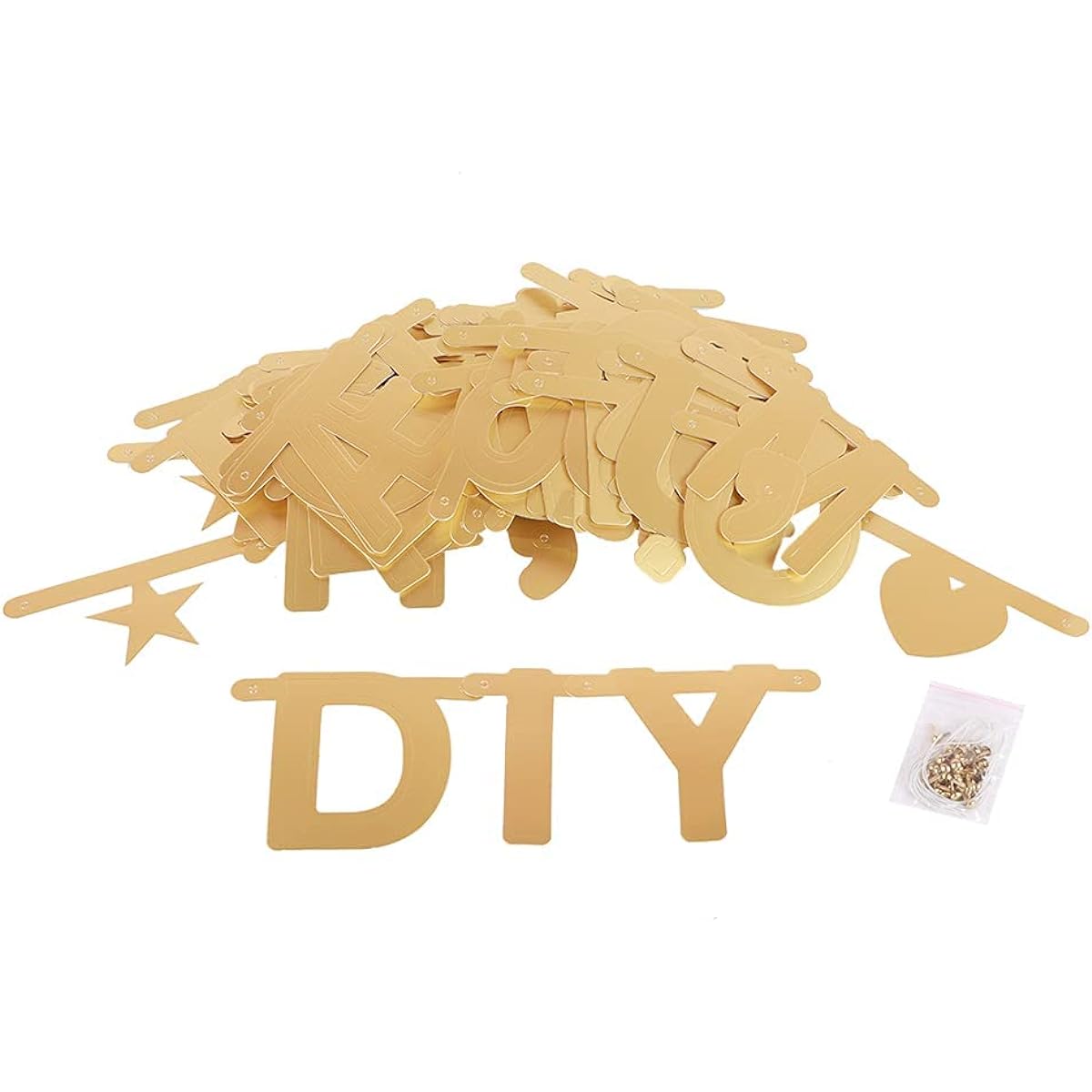 Paper Jazz Custom Letters Banner Character Symbol Garland Decorations for Kids Birthday Wedding Party Supplies (Gold)