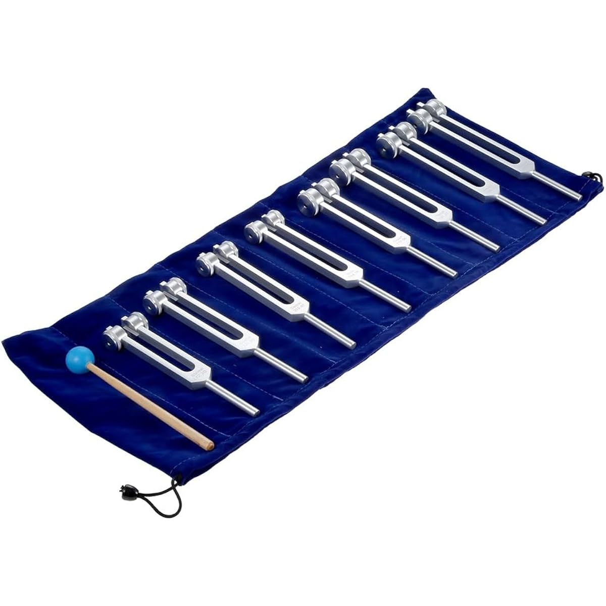 8 Piece Tuning Fork Set with Silicone Hammer Cleaning Cloth and Bag, Gift for Buddhist Yoga Teacher Sound Healer