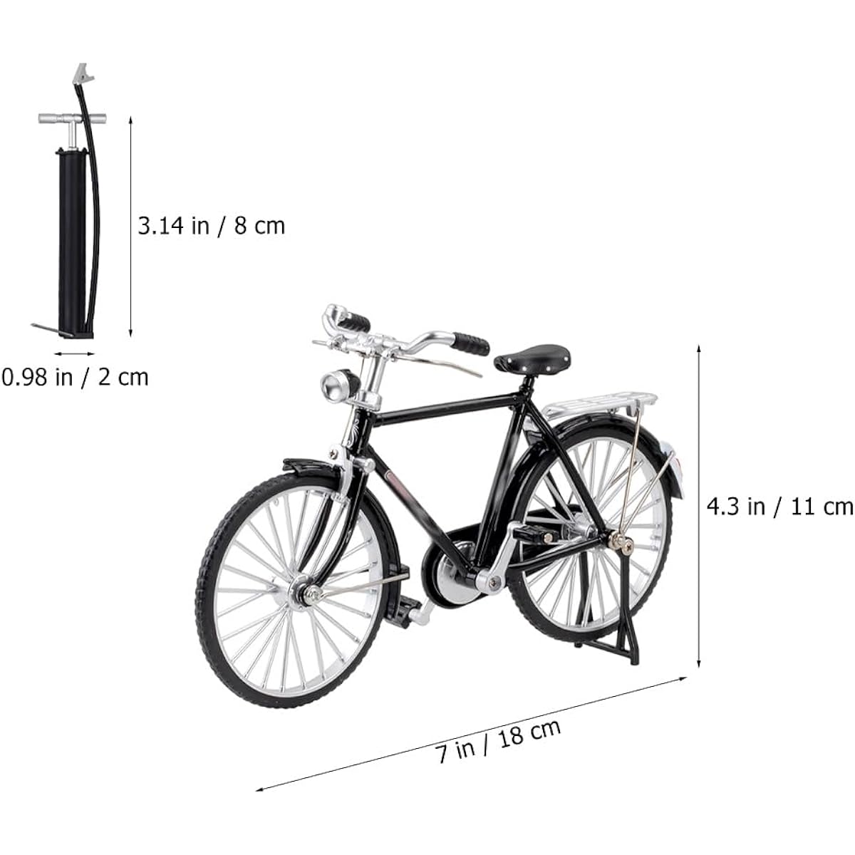 HOMSFOU Alloy Mini Bicycle with Inflator: Miniature Bike 1:10 Bike Model Alloy Bike Miniature Bike Toy Finger Bike Collection Bookshelf Decoration