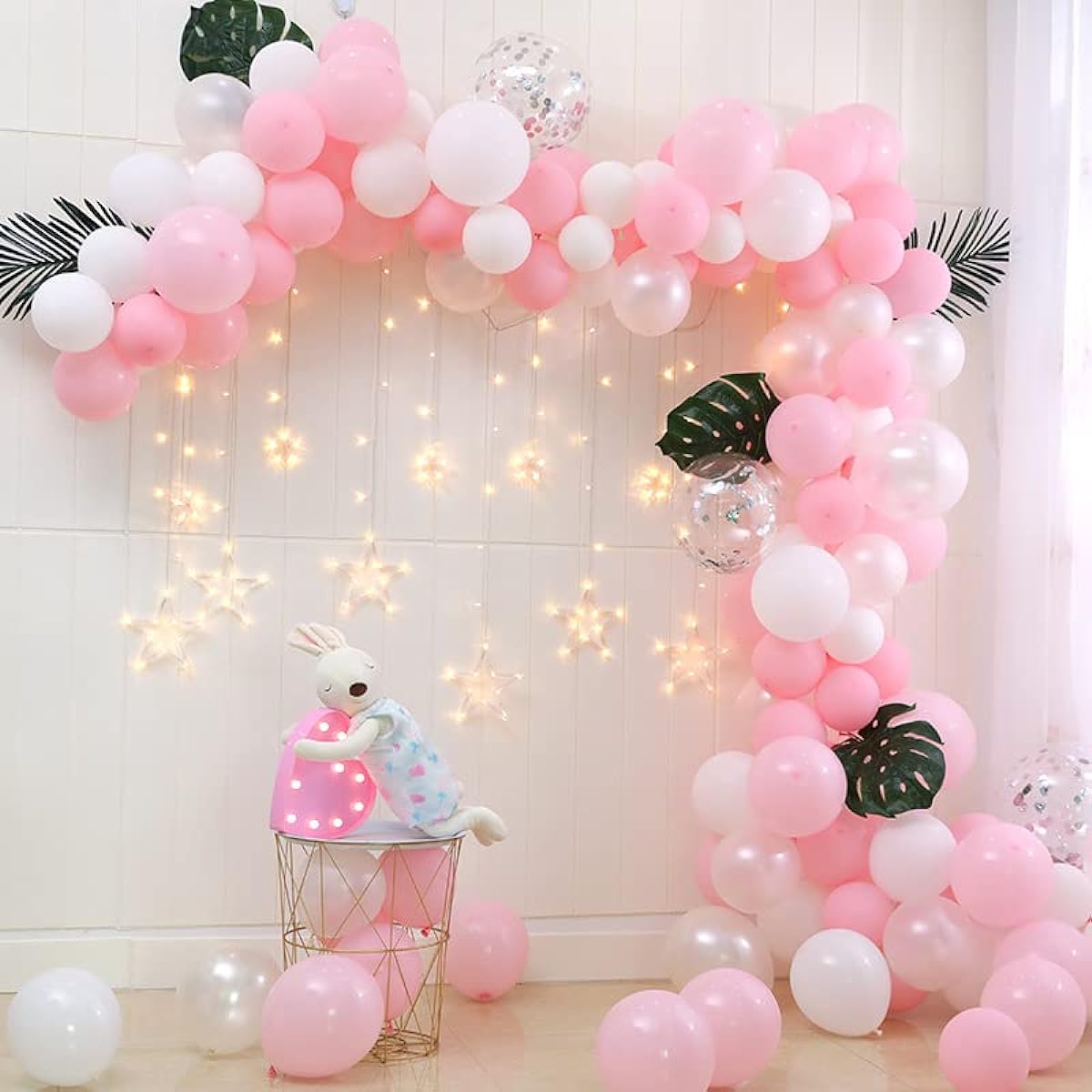 Ponamfo Balloons 100pcs (5inch+10inch+12inch+18inch, Light Pink)