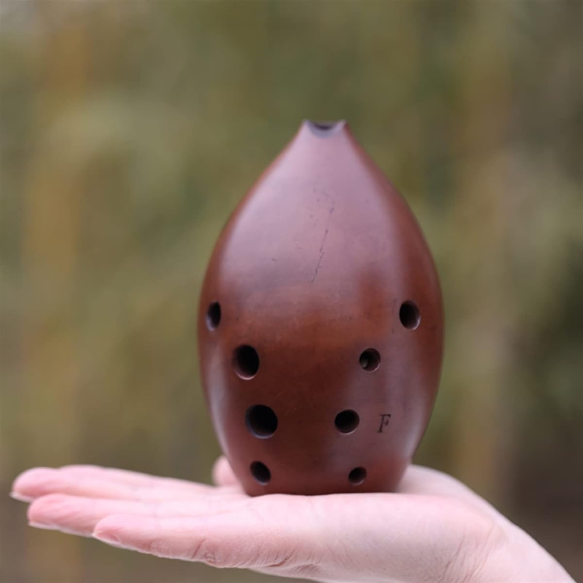 Student Adult Beginner 10 Holes Pear Shaped Red Pottery Xun Portable F Tune Ceramic Ocarina Musical Instrument Ocarina Instrument