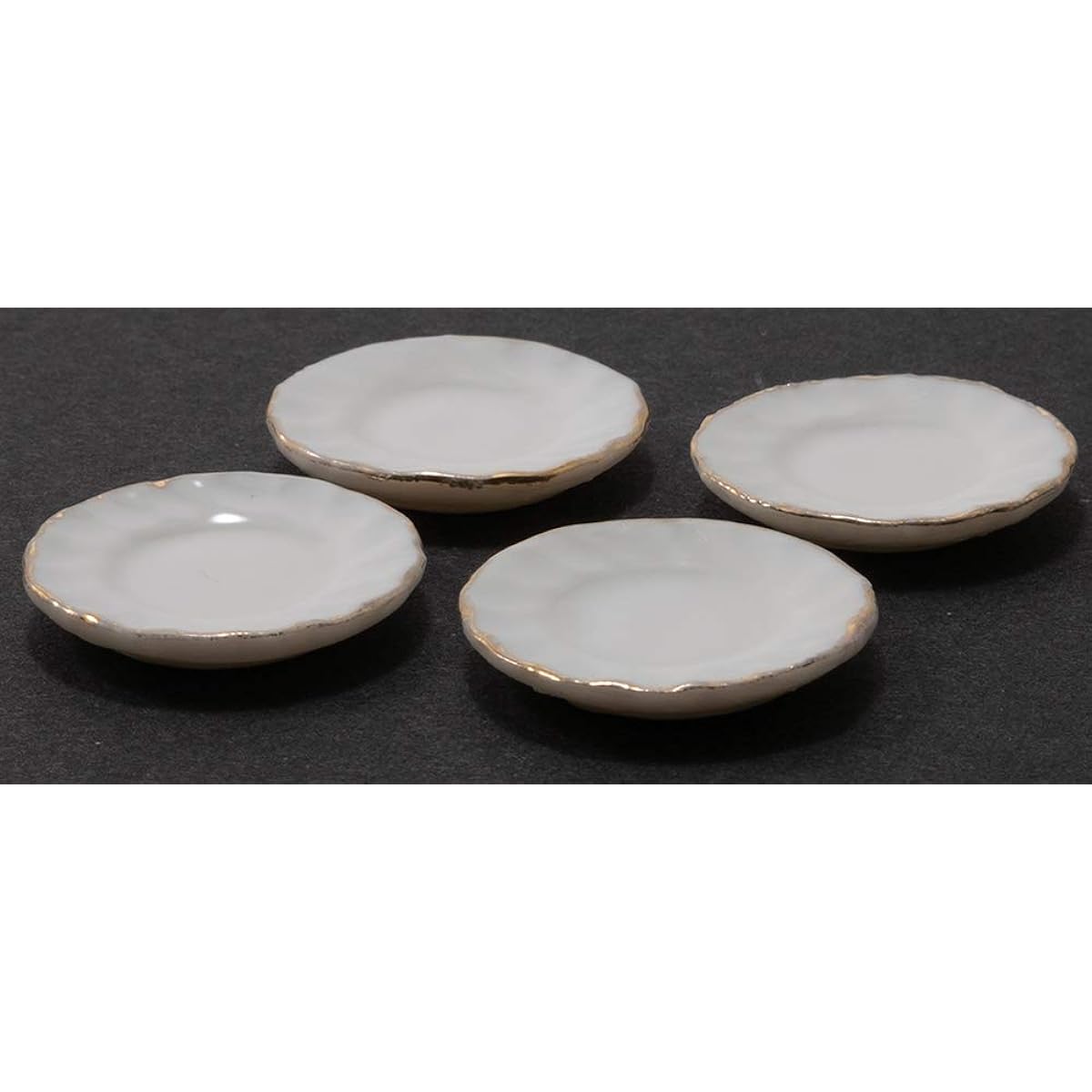 International Miniatures by Classics Dollhouse Miniature Fluted Edge Dinner Plate with Gold Trim