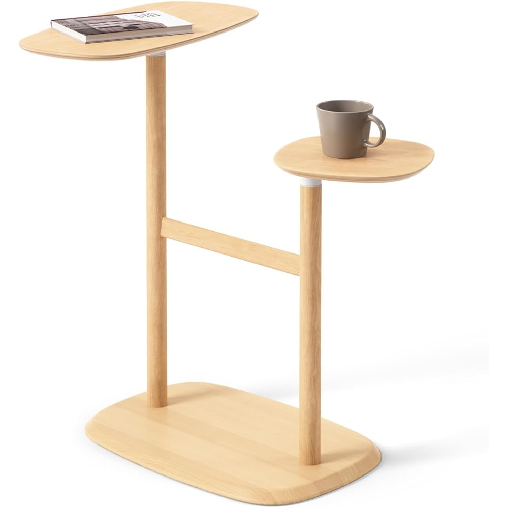 umbra side table round table light walnut W78 x D47 x H14cm SWIVO 210137591055