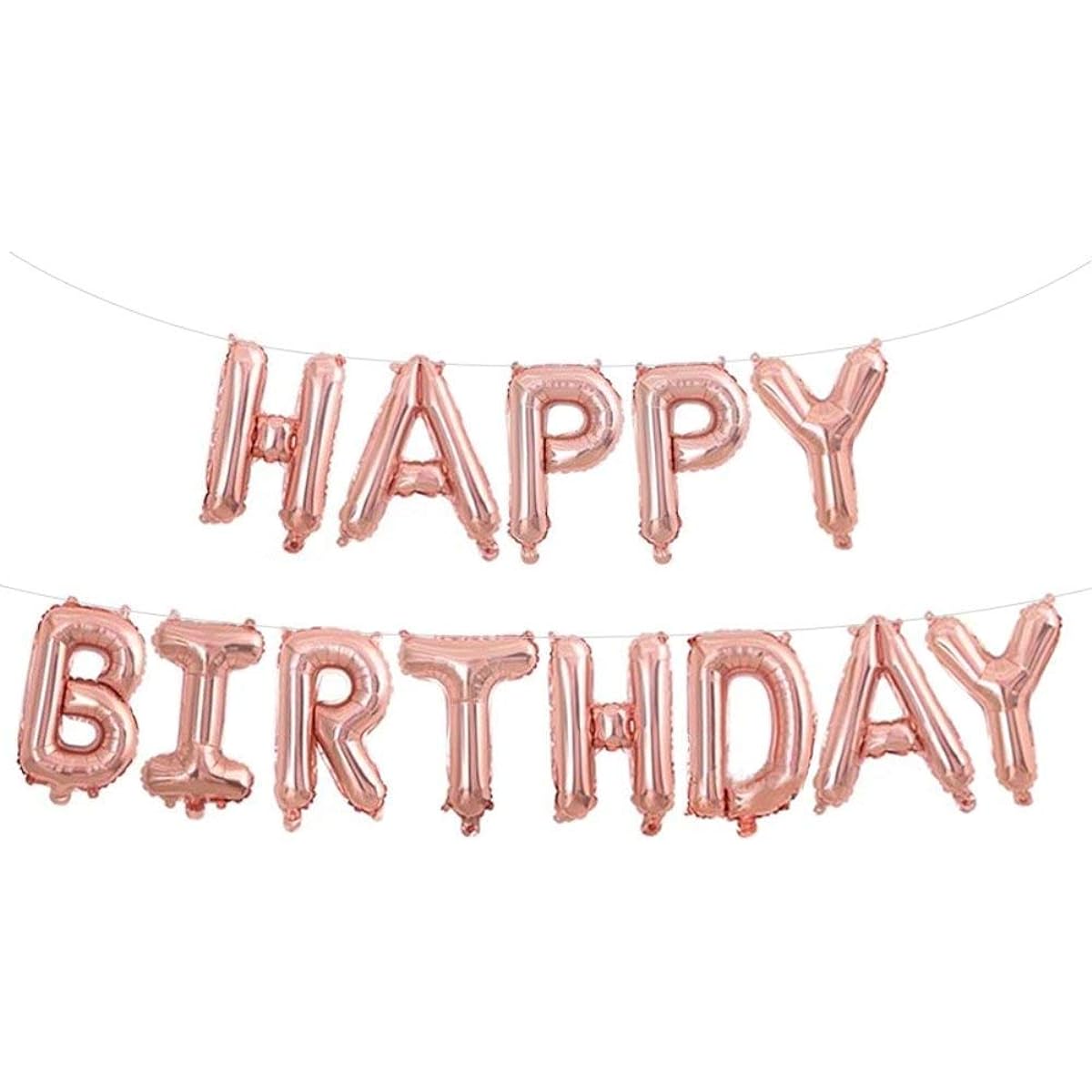 24 Pack Rose Gold Party Decorations | 16 R Gold Balloons 18 Inch + Table Runner + Happy Birthday + R Gold Curtain + 30m Ribbon + 700pcs R Gold Table Confetti | Birthday Party Combo