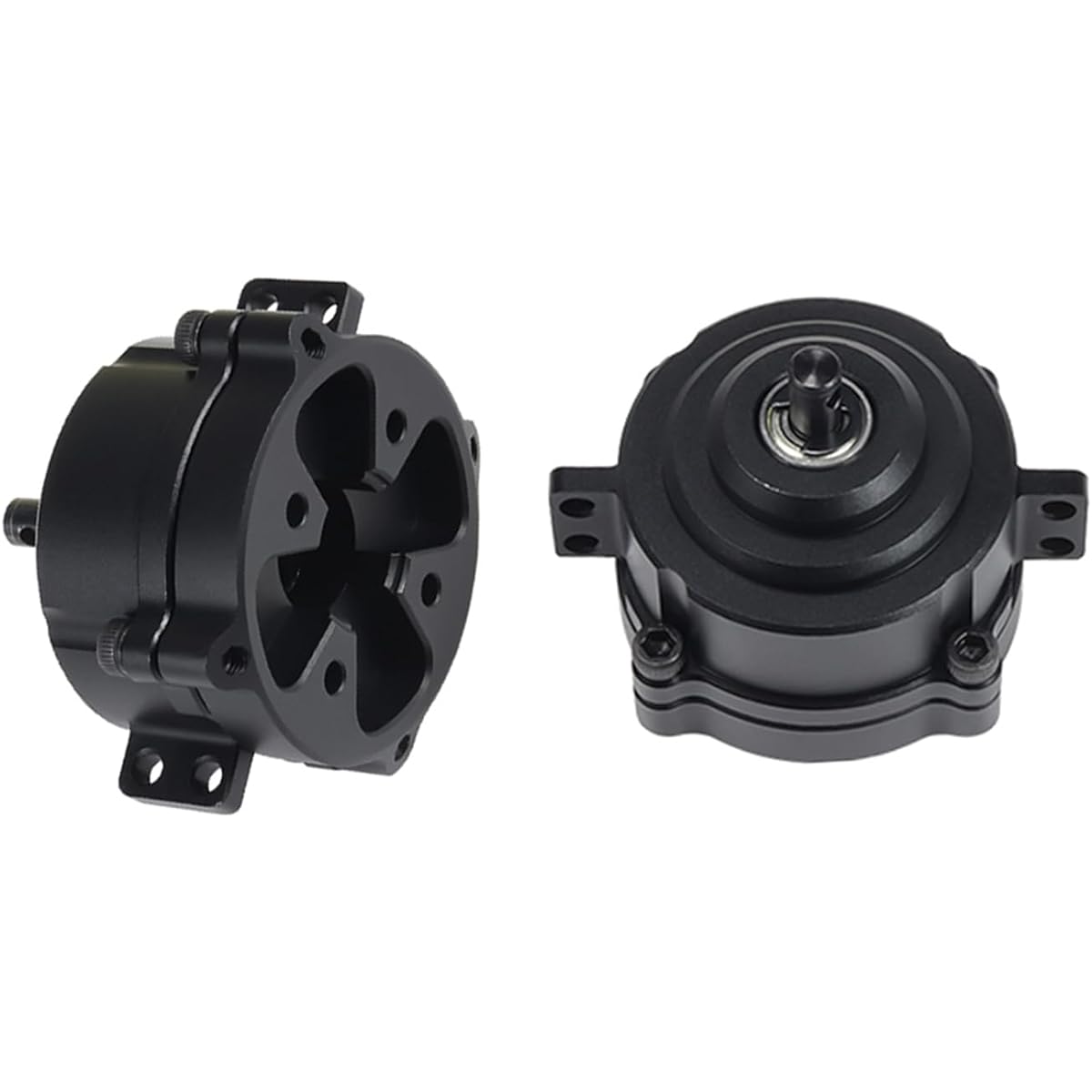 SCX10 II Planetary Gearbox Transfer Case Short Drive Shaft Skid Plate Front Motor Mount 1/10 RC Crawler Chassis SCX10 II Upgrade Accessories (Black)
