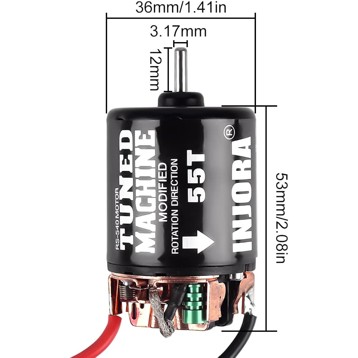 INJORA 540 Brushed Motor 35T 45T 55T 1:10 RC Crawler Axle SCX10 AXI03007 90046 Traxxas TRX4 D90 MST Tamiya CC01 (55T)