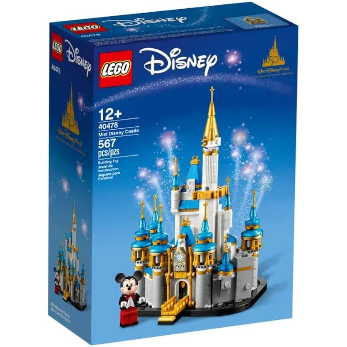 LEGO Disney 50th Anniversary Mini Disney Castle Building Kit + Minnie Mouse Keychain Gift Set (Mini Disney Castle + Minnie Keychain)