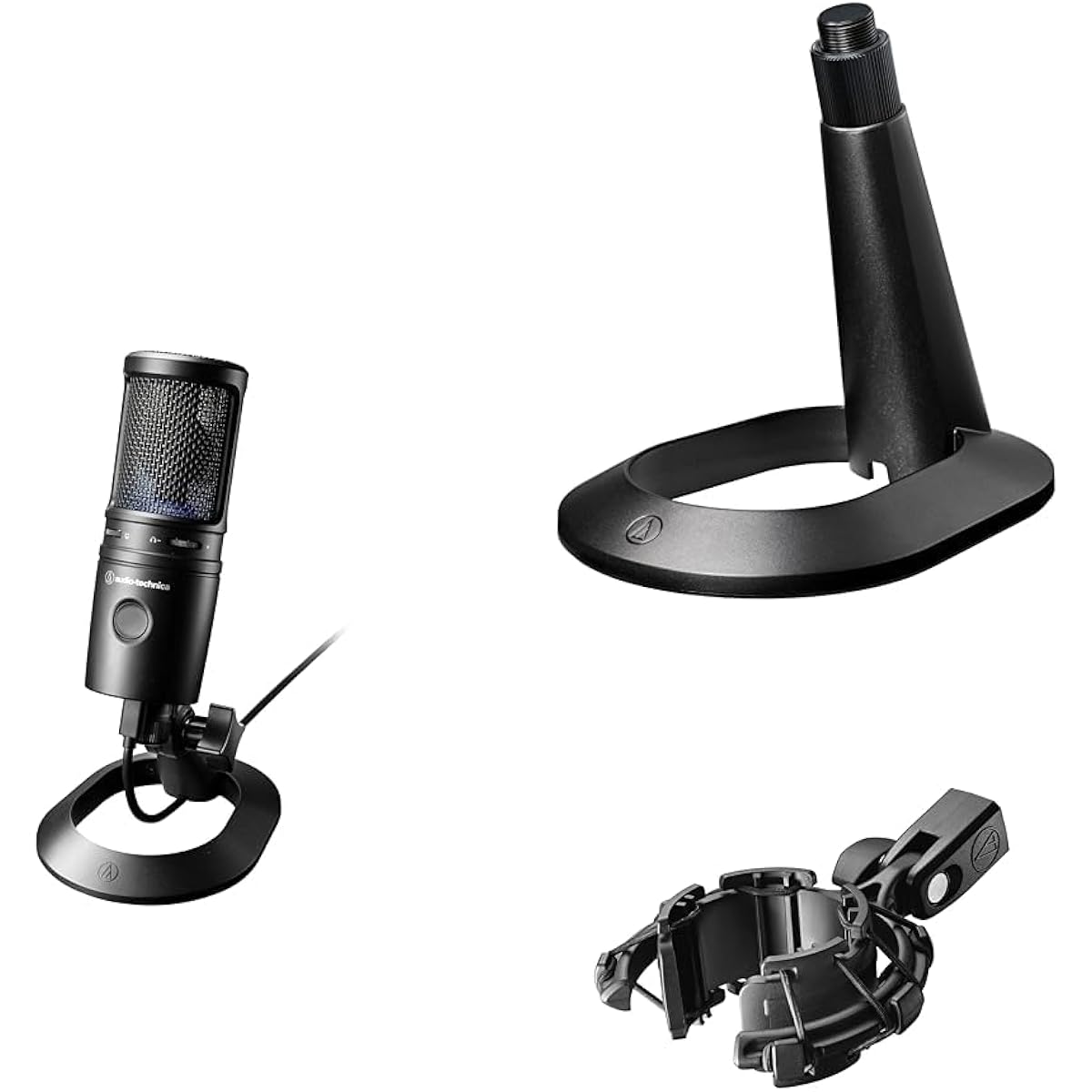 Audio-Technica AT2020USB-X USB Condenser Microphone & AT8703 Microphone Stand & AT8455 Shock Mount