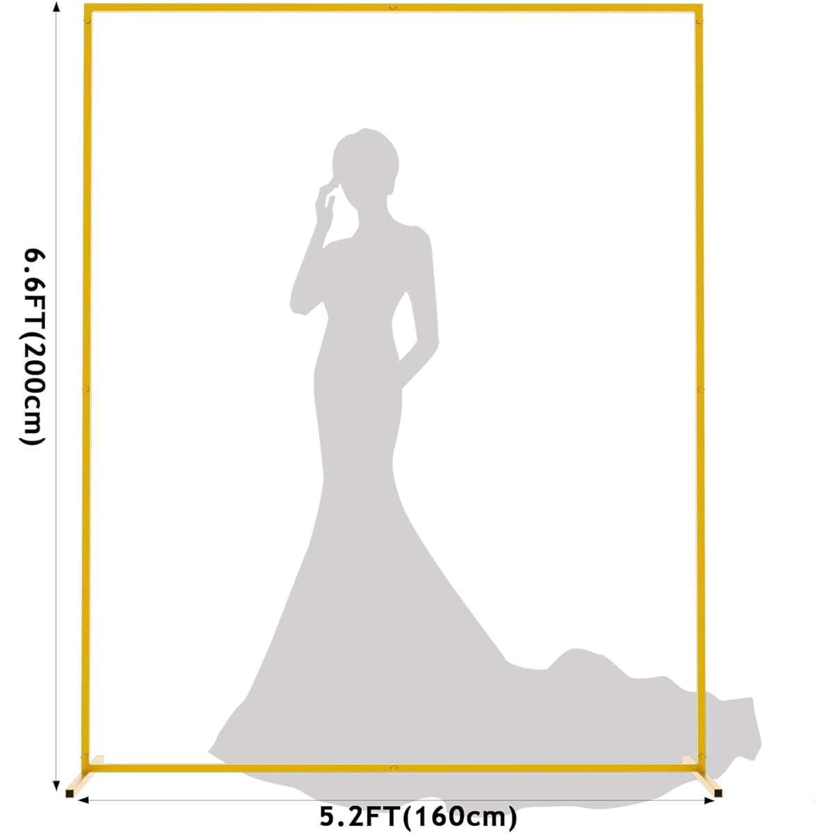 Wedding Arch Backdrop Stand 6.6x5.2ft Gold Wedding Arch for Ceremony Square Metal Balloon Arch Stand Garden Arbor Frame for Wedding Birthday Party Baby Shower Photo Booth Backdrop Decoration