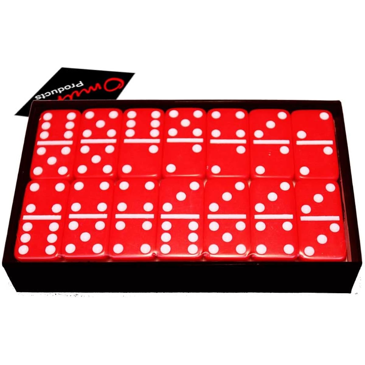 Omura Games | Double 6 Red Standard Domino | Bonus: Multi-purpose #10 size pouch (color may vary)