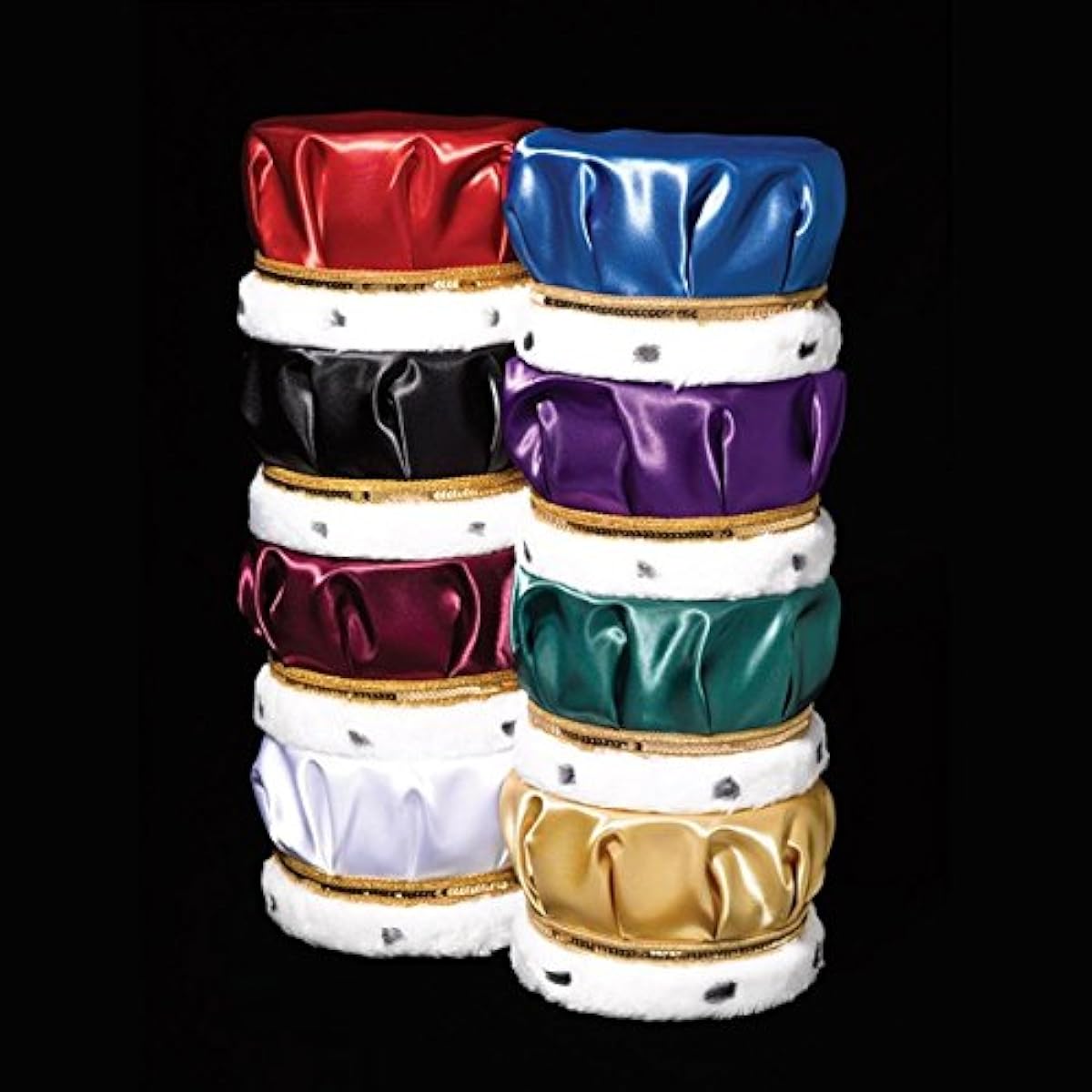Satin Crown Trimmed with Faux Fur and Gold Sequin Band, 6 1/2" Tall, Purple, MCSATGPUR-M