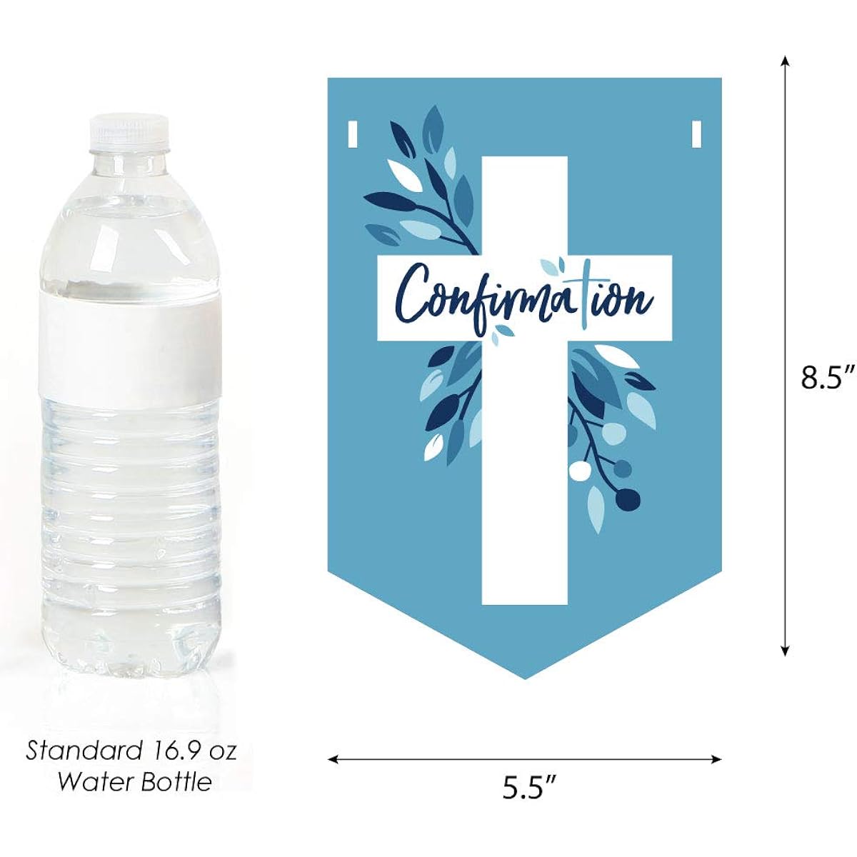 Big Dot of Happiness Confirmation Blue Elegant Cross Boys Religious Party Banner Party Decorations God Bless You