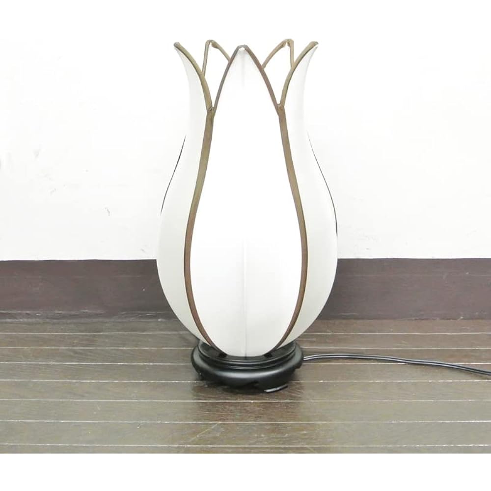 Wanon Bud M Floor Lamp, Indirect Lighting, Stylish, Cute Lamp, Bedside, Bedroom, Table Lamp, Lighting Fixture, Light, Compatible with LED, Off White/Border: Dark Brown
