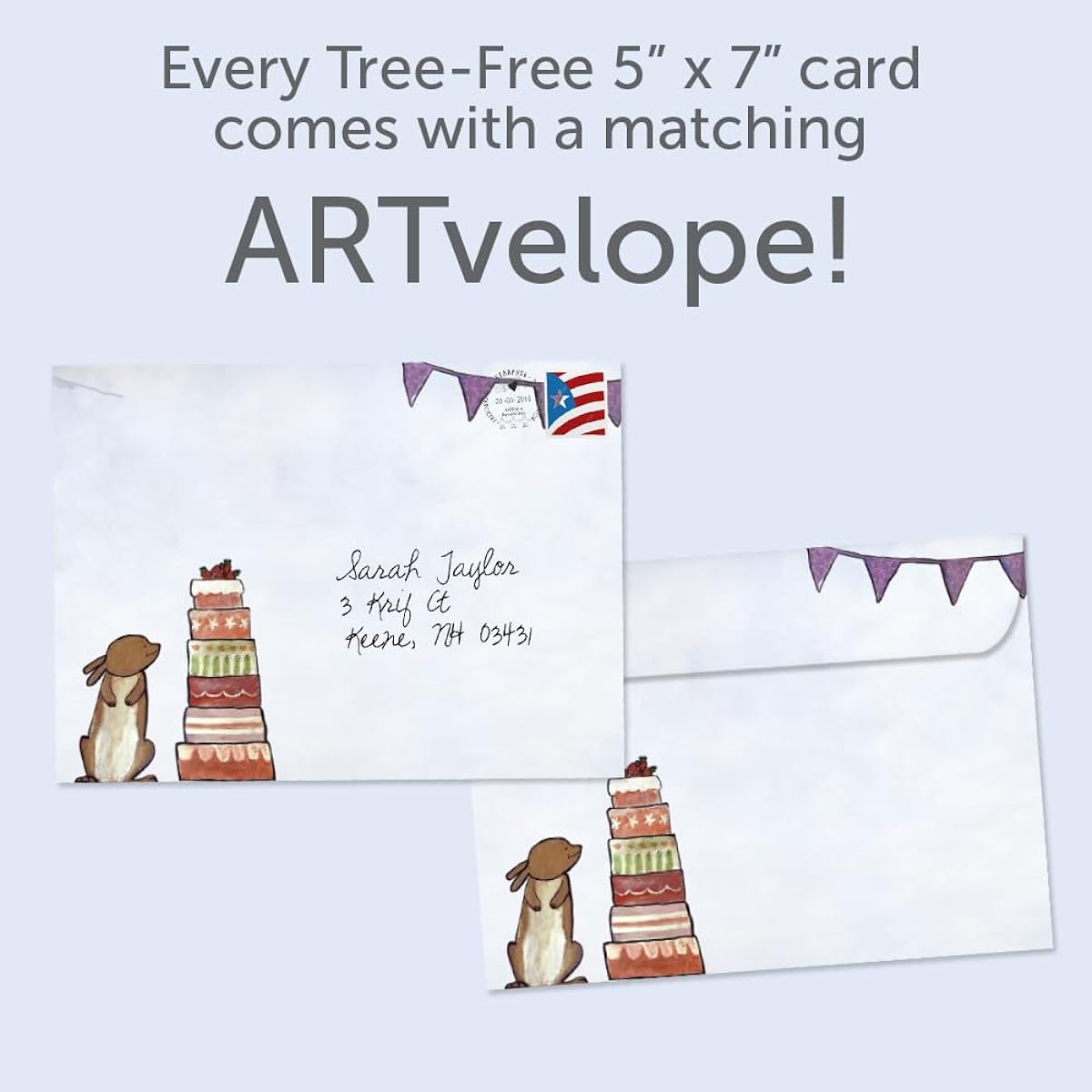 Tree-Free Greetings Birthday Cards, Artfully Designed, 2 Cards, Matching Envelopes, Made in the USA, 100% Recycled Paper, 5"x7", Cake Advice, GT65291