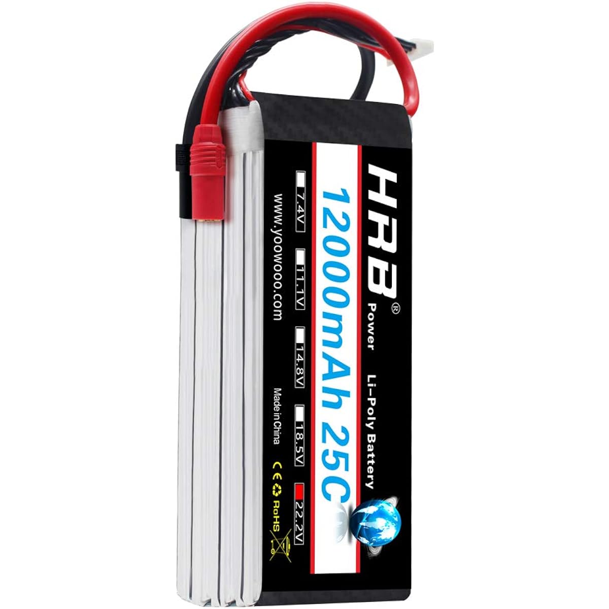 HRB 22.2V 12000mAh 25C 6S LiPo Battery Pack with AS150+XT150 Plug for DJI S800 DJI S900 S1000, Walkera QR X800 and other Multicoyce