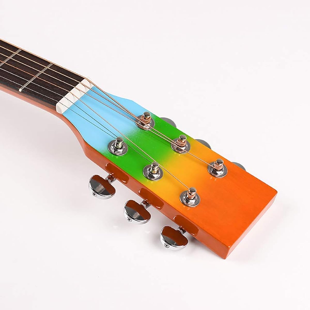 Lightweight Guitar 41 inch Rainbow Bright Guitar Beginner Guitar Sina Easy to Learn (Color: Rainbow, Size: 36inch)